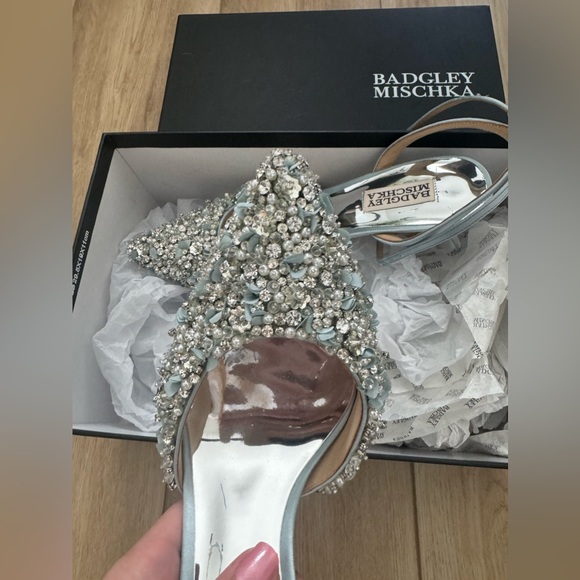 Badgley Mischka Nicolitie Pumps Blue Heels Wedding - Picture 3 of 9